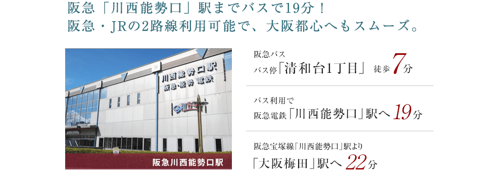 阪急「川西能勢口」駅までバスで19分！